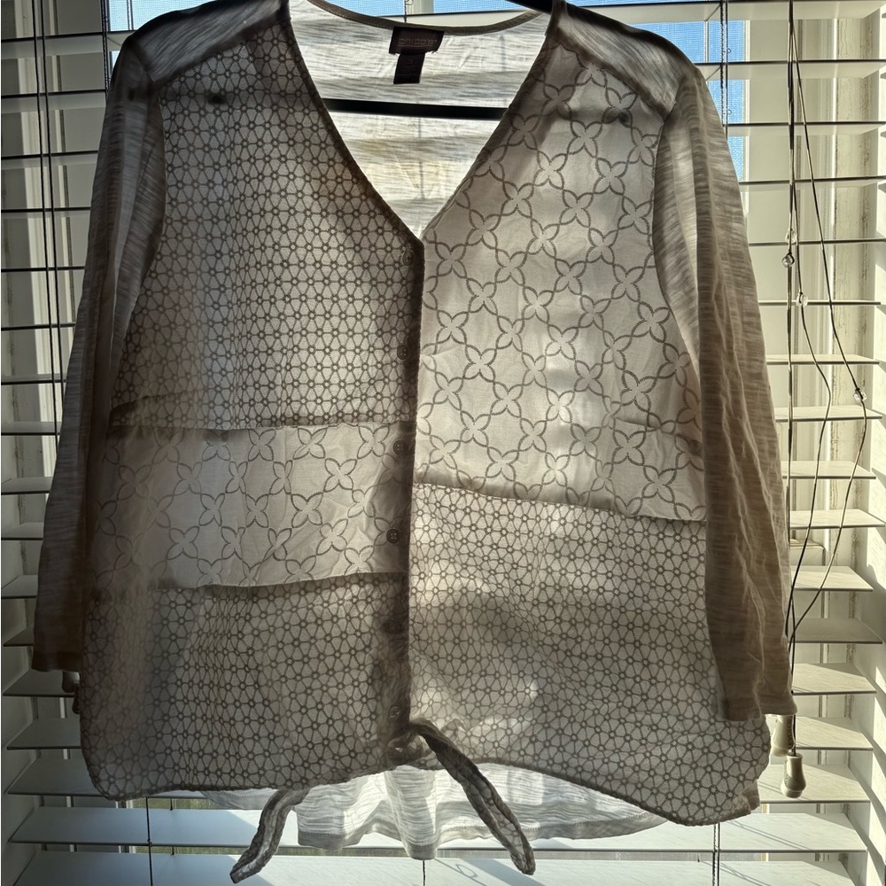 Chico's Sheer White Floral Blouse